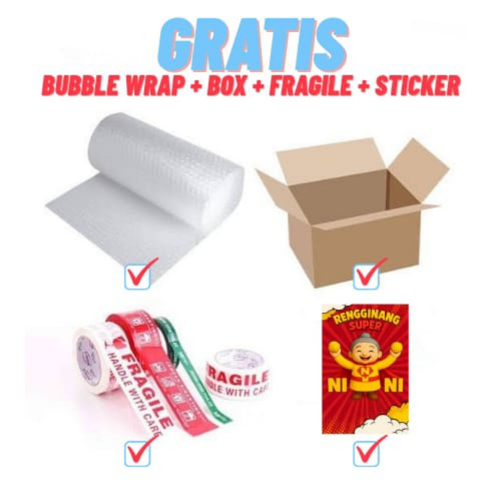 

Gratis Bubble Wrap + Box + Lakban Fragile + Sticker Rengginang Super Nini