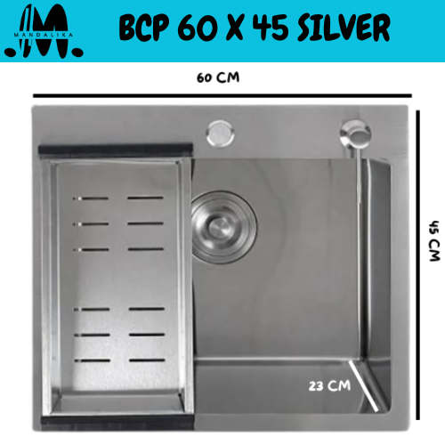 Kitchen Sink 1 Lubang Wastafel Cuci Piring 1 Lubang Bak Cuci Piring 1 Lubang Stainless Steel 6045 Do