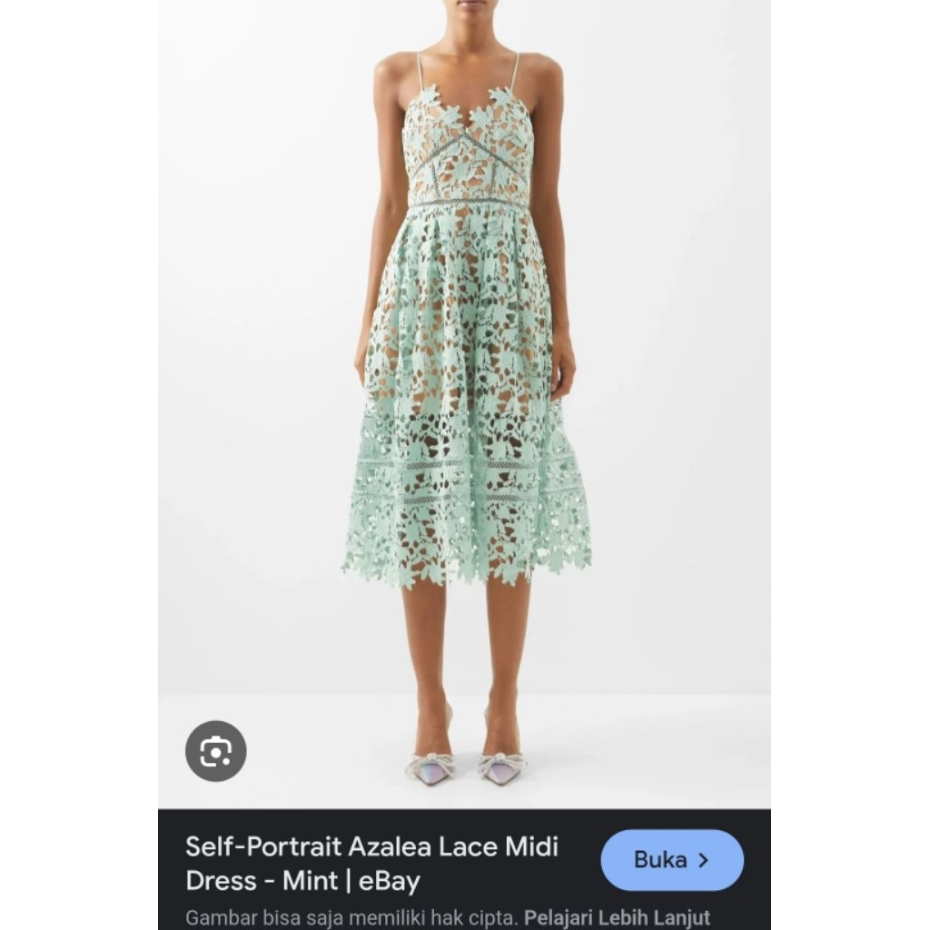 Self-Portrait Azalea Lace Midi Dress - Mint