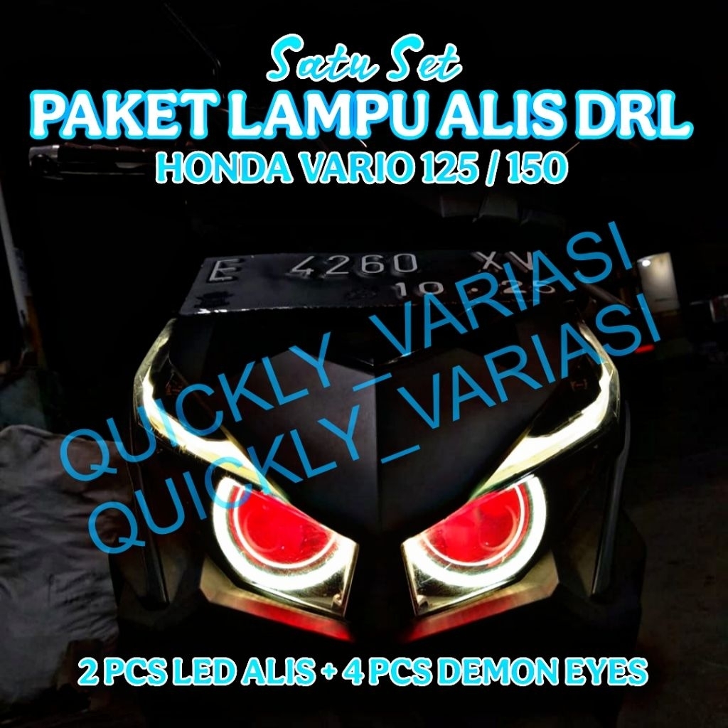 Lampu alis vario Led 125/150 Fullset Lampu alis vario led 125 150 bonus devil eyes 4 pcs