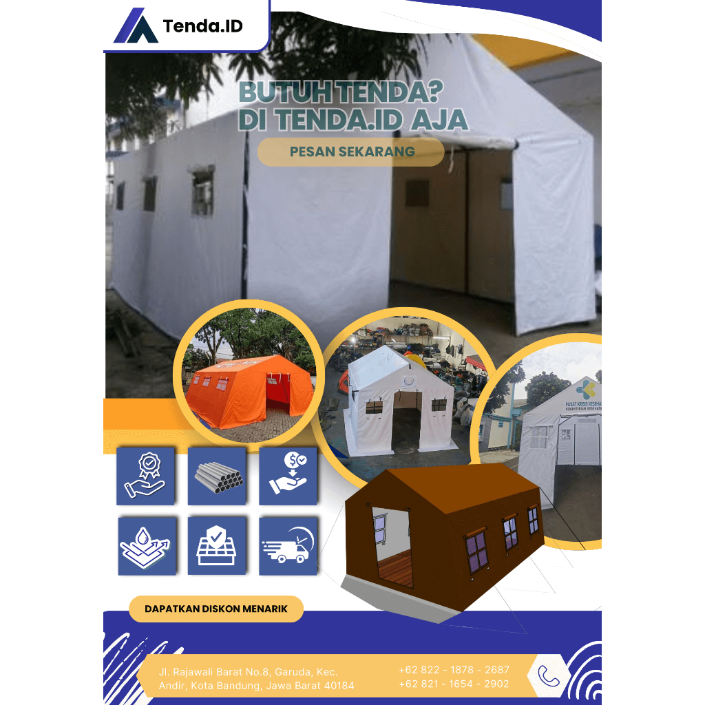 Tenda Posko Serbaguna 4x6 – Tenda Bantuan Darurat & Kesehatan PMI Kapasitas 15-Orang
