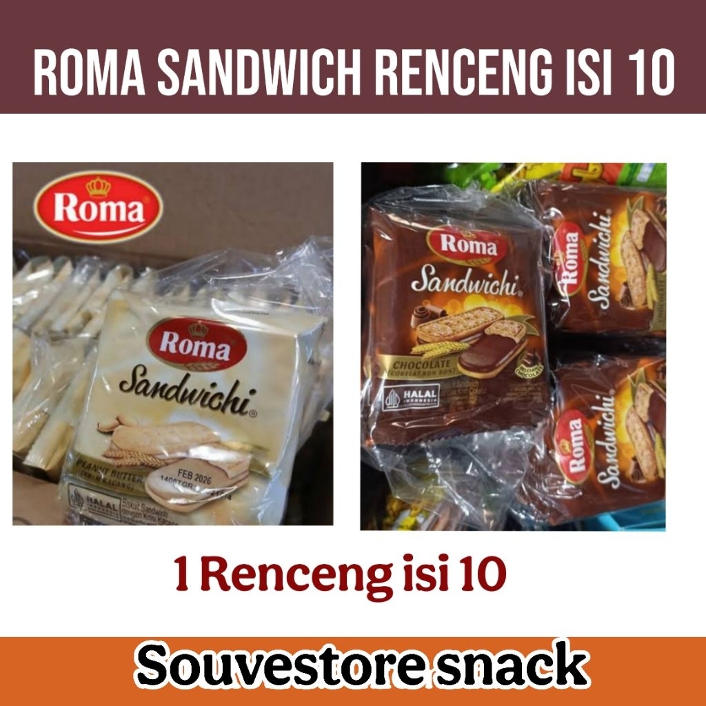 

Roma Sandwich Cokelat & Peanut Sachet Renceng isi 10