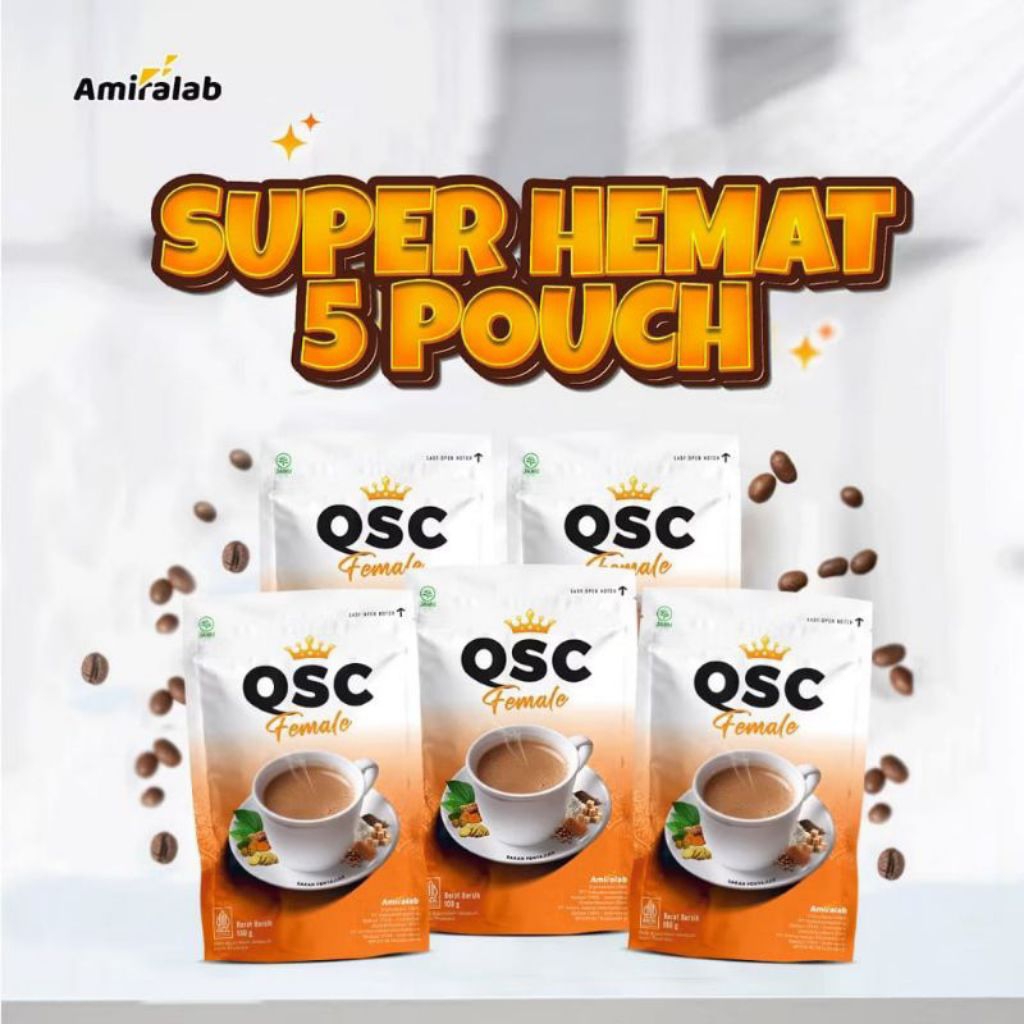 

[PROMO 100% ORIGINAL] 5 Pouch QSC FEMALE Munuman Kopi Herbal Lancar Siklus Bulanan Wanita