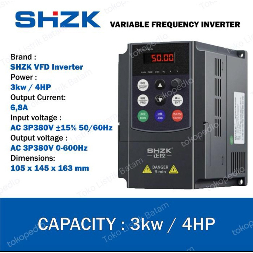 Inverter SHZK 3KW 380V 3Phase 3P 4 HP VFD Variable Frequency Drive