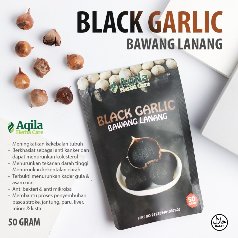 

Black Garlic Bawang Lanang Aqila 50gr - Black Garlic Bawang Hitam Tunggal