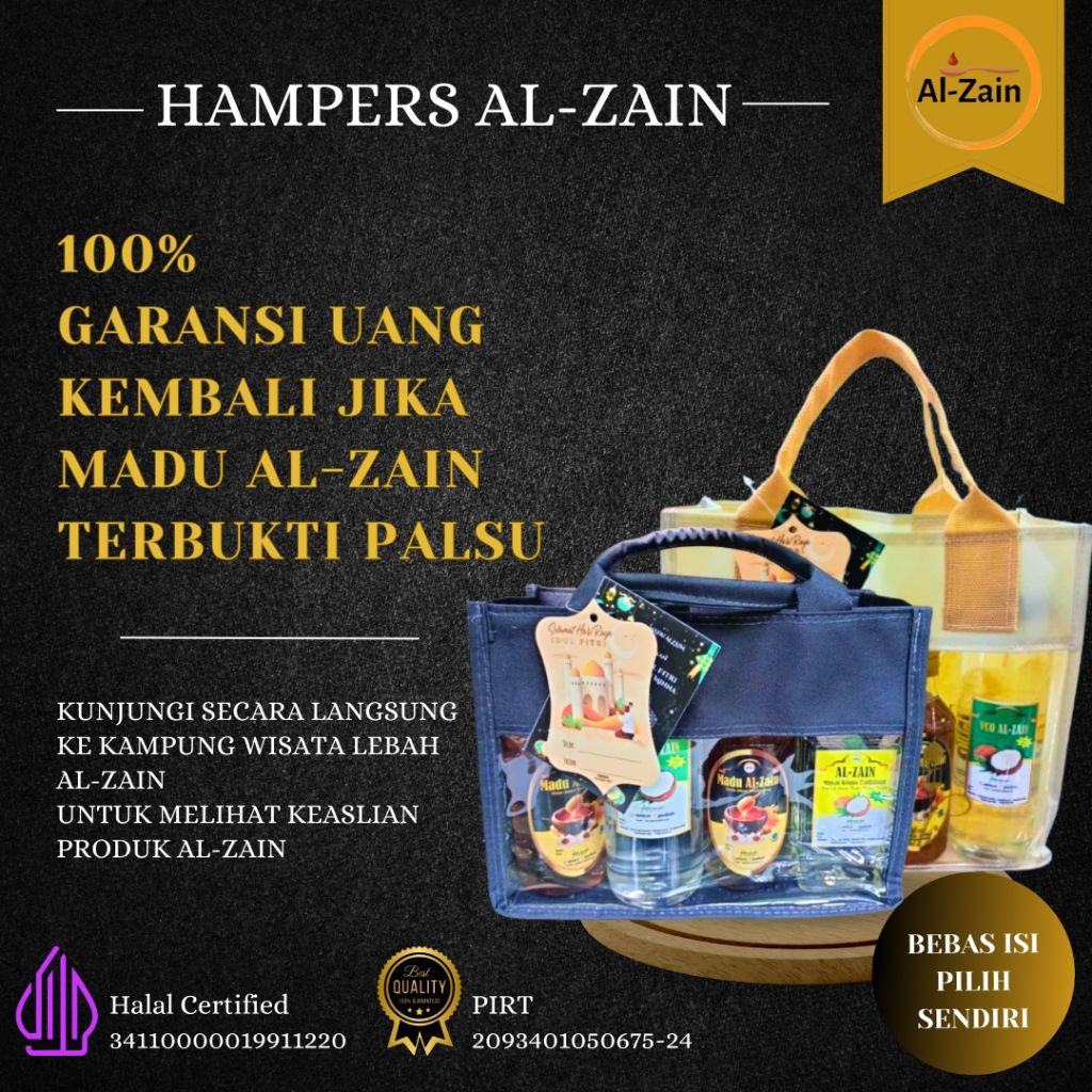 

PAKET BUNDLING SPESIAL HAMPERS BINGKISAN HADIAH GIFT SEHAT AL-ZAIN 100% ASLI MADU, VCO, MINYAK KELAPA OLEH-OLEH KHAS JOGJA