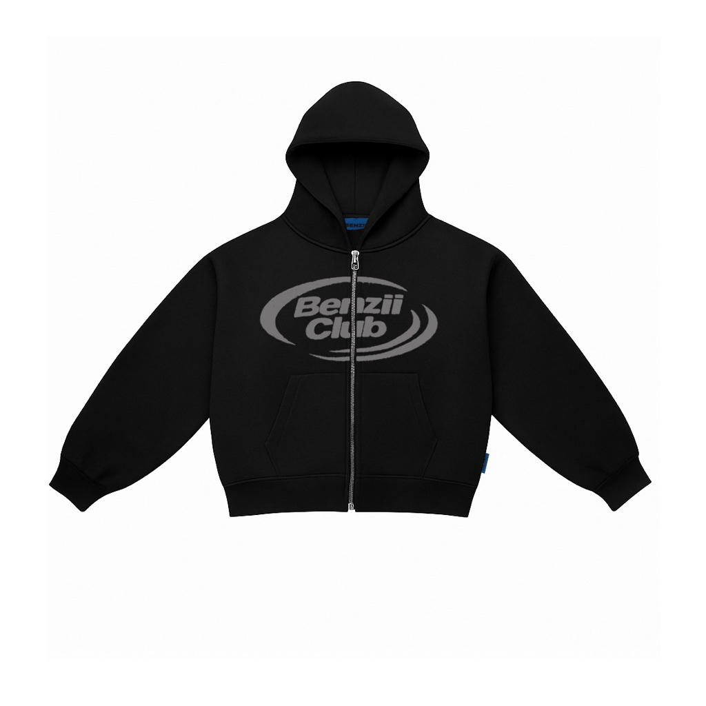 BENZII CLUB -  Zipper YKK Hoodie Boxy 330GSM Dark Grey Black