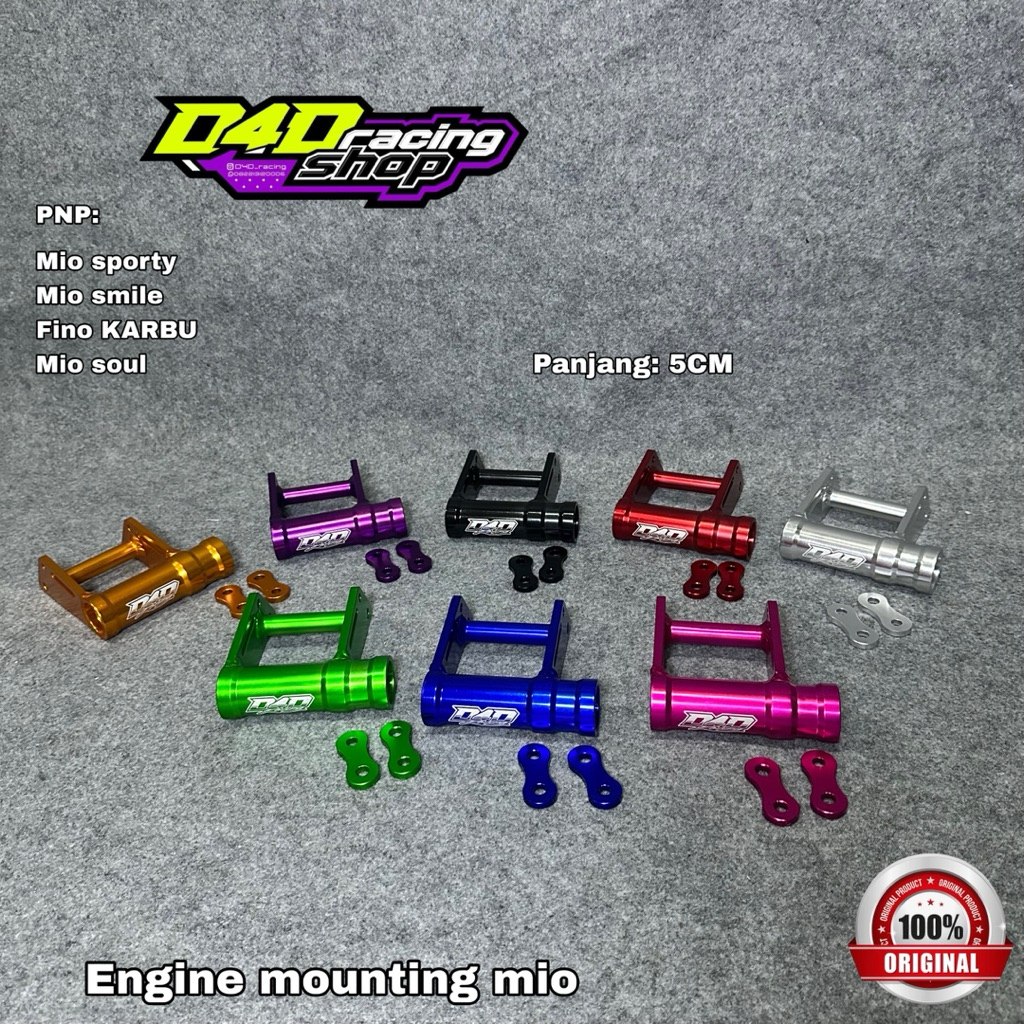 Engine Mounting Motor Mio Long 5cm Bahan Aluminium Seri 6 Cocok Drag Bike Ex Tengah dan Samping Silv
