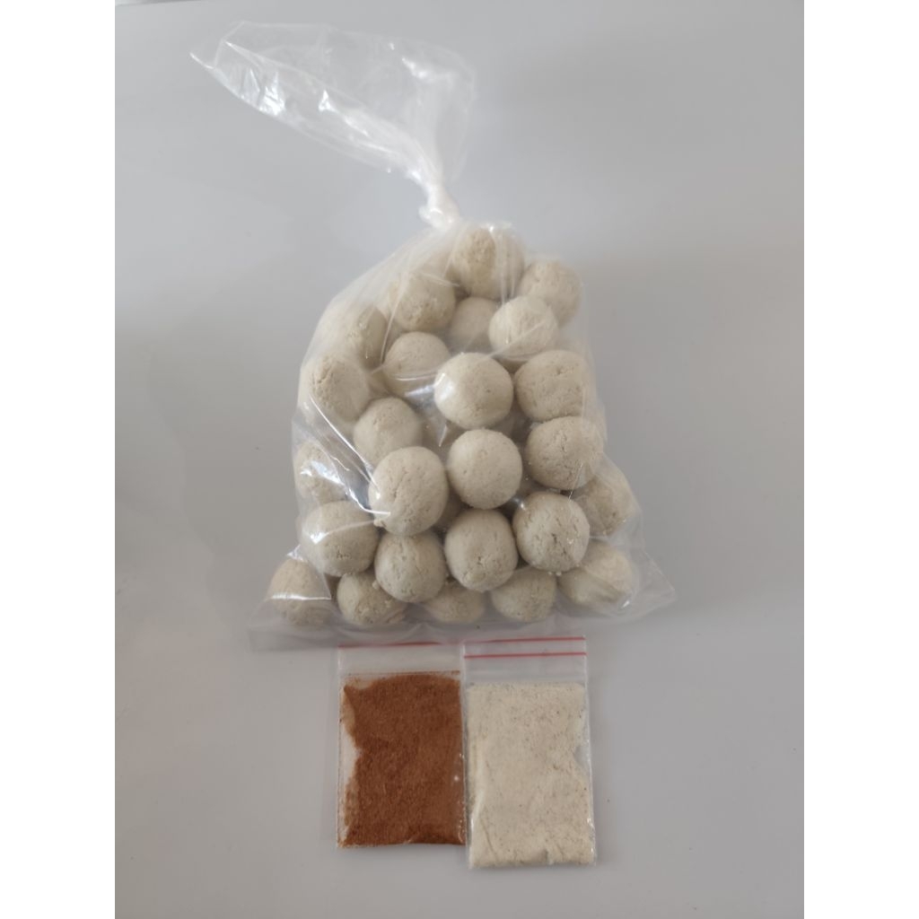 

tahu bulat siap goreng isi 50 btr dilengkapi bumbu atom dan aida