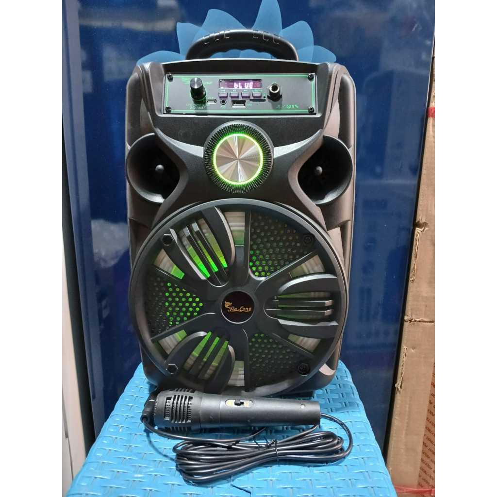 Jinlong Speaker Aktif JL 1828 TERONG - Wireless Bluetooth Super Bass 8.5 Inch + Free 1 Mic - Fitur R