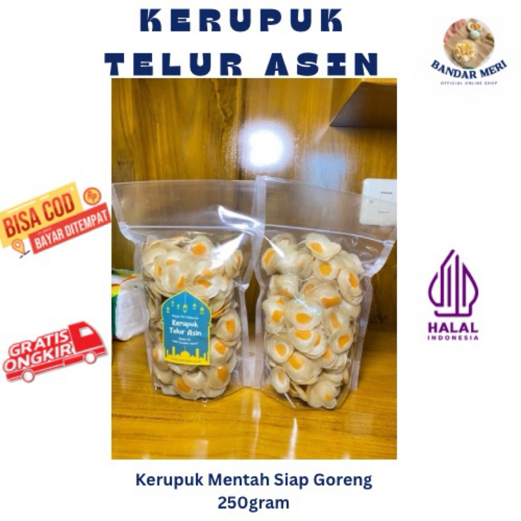 

Kerupuk Telur Asin MENTAH siap goreng kemasan 250gram