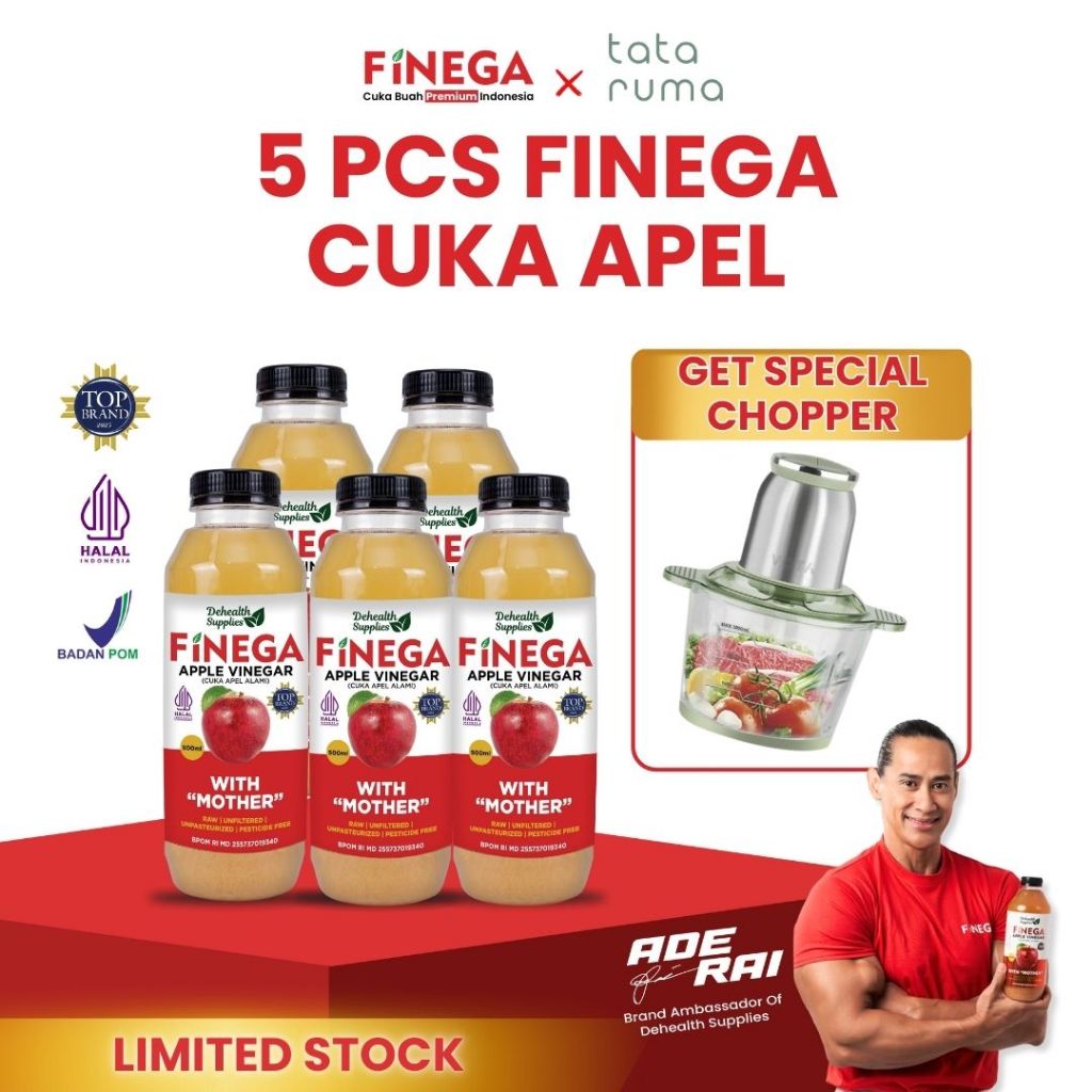 

FINEGA X TATA RUMA EXCLUSIVE BELI 5 PCS FINEGA CUKA APEL 500ML PLASTIK FREE DAPAT CHOPPER
