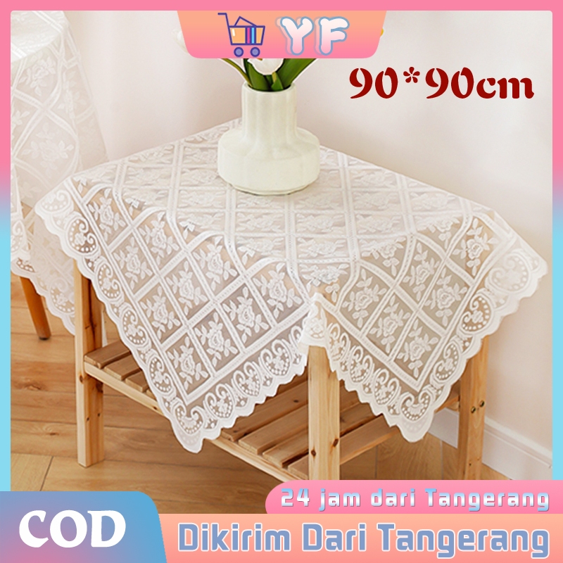 90*90cm Taplak Meja Makan Kain Renda Vintage Taplak Meja Square Rajutan