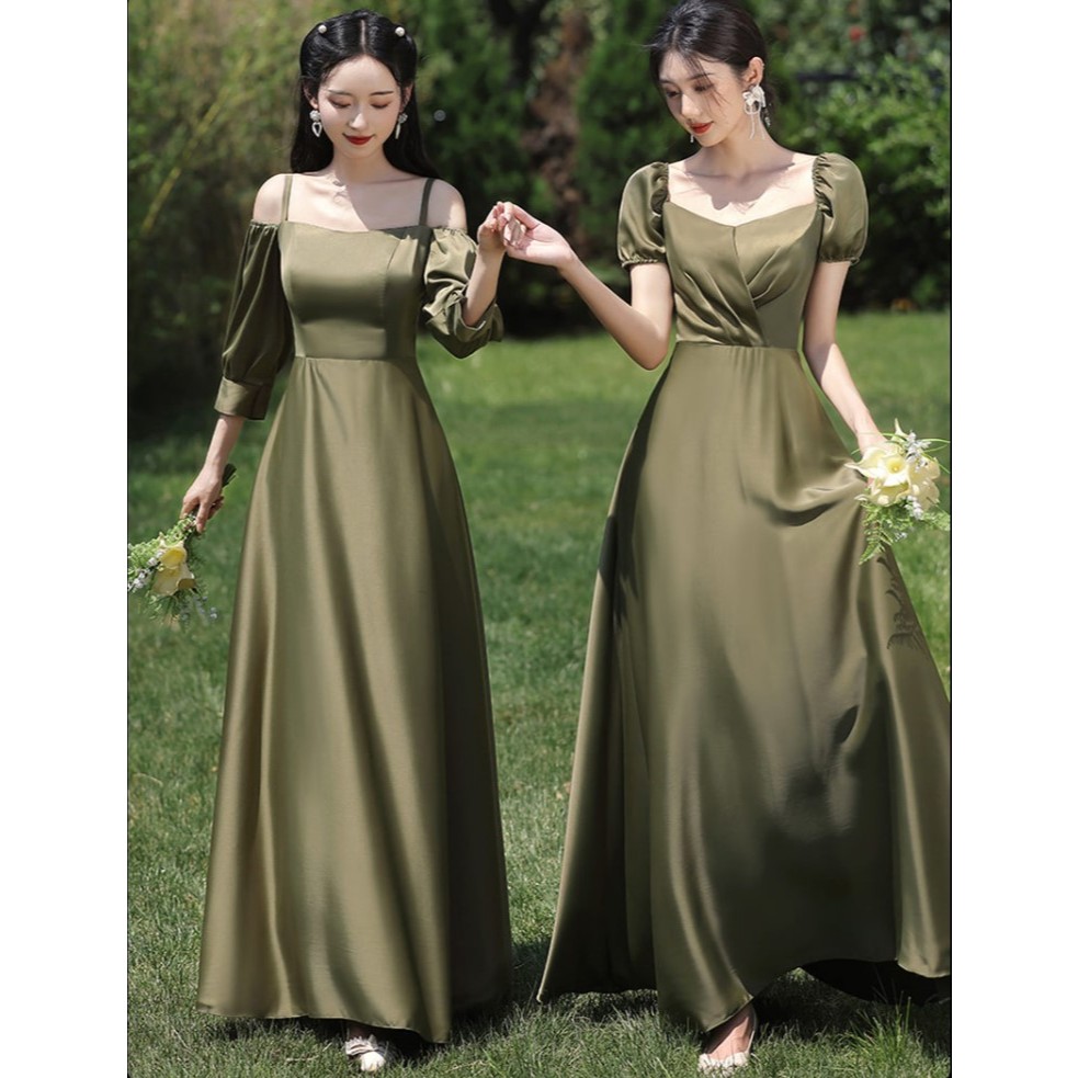 SK042 Bridesmaid Verna Dress Simple Satin Wanita | Dress Cocktail Evening Gowns | Dress Natal Korean