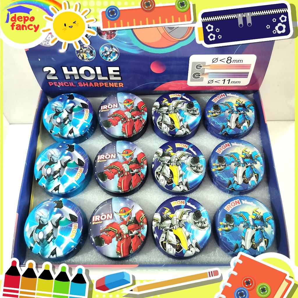

PROMO! Rautan Pensil Kaleng 2 Lubang 6831-B Robot / Ongotan / Sharpener / Peruncing Pensil