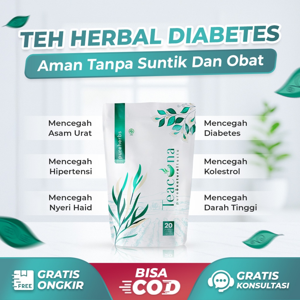 

Teh Herbal Diabetes Teacona Turunkan Gula Darah Tinggi Mencegah Asam Urat Kolestrol Secara Alami