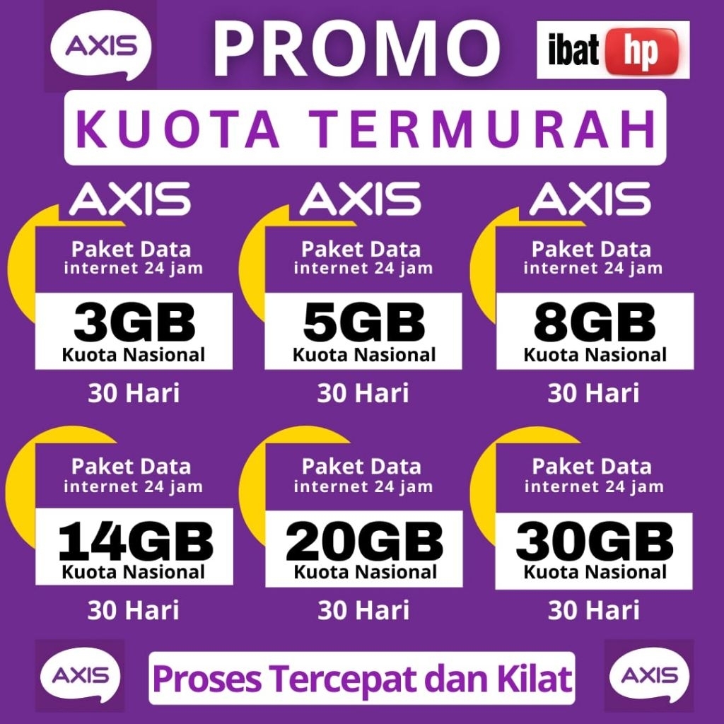 TERMURAH Paket Data Axis | Kuota Data Internet 24jam | Isi Ulang Kuota Axis Bronet Unlimited