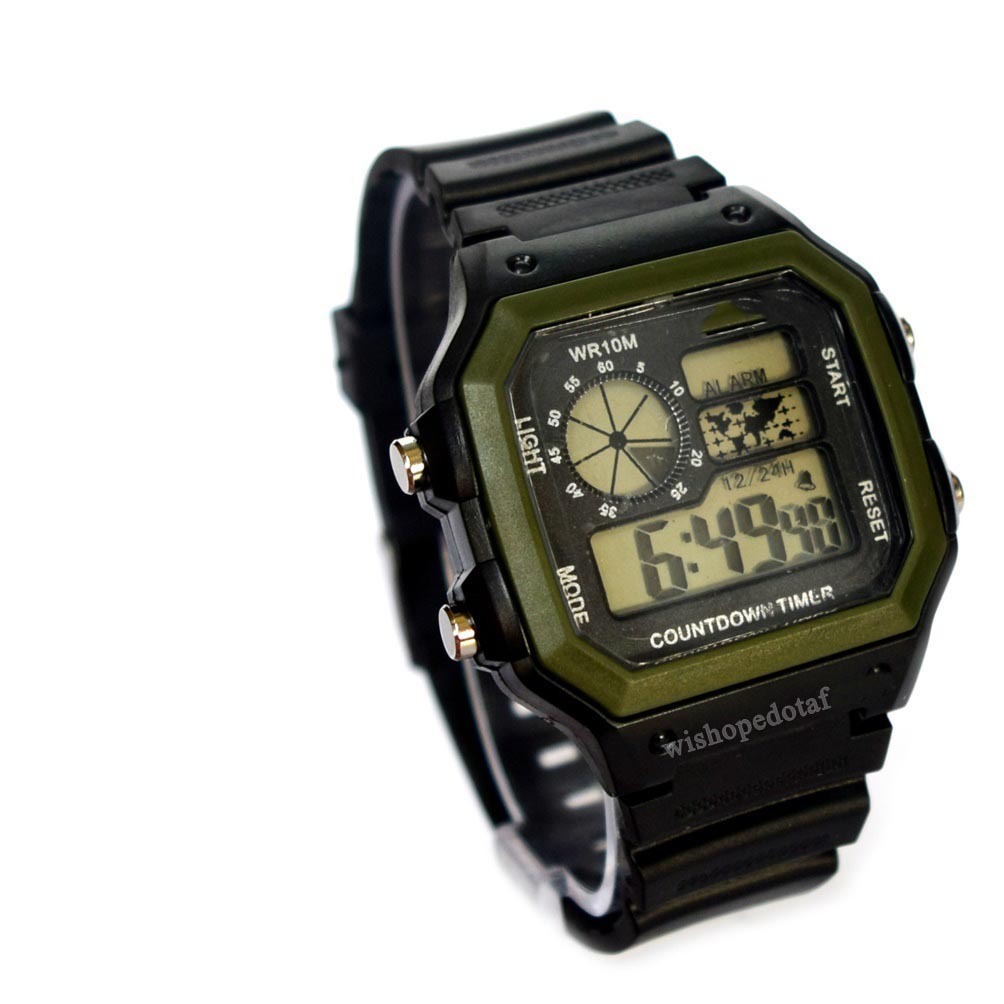 jam tangan Digital Qountdown Sport Ruber Army