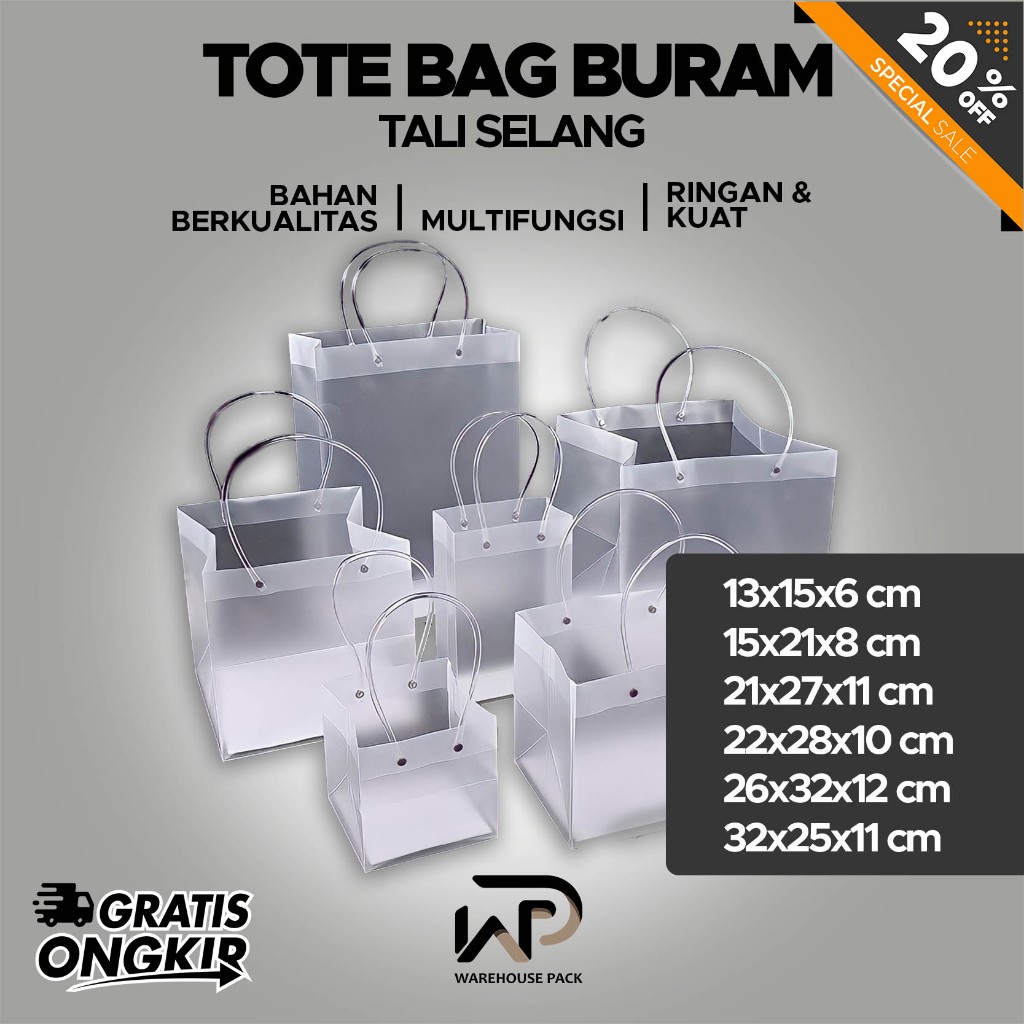 

Totebag Buram Tali Selang | Paper Bag Souvenir PVC | Goodie Bag Hampers | Goodie Bag Doff Transparant