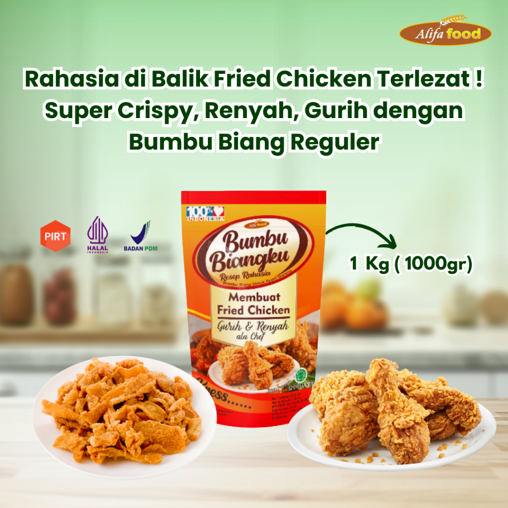 ALIFA FOOD - Bumbu Biang Reguler 1Kg , Tepung Bumbu Fried Chicken Alifa Food , Biangku Krispi