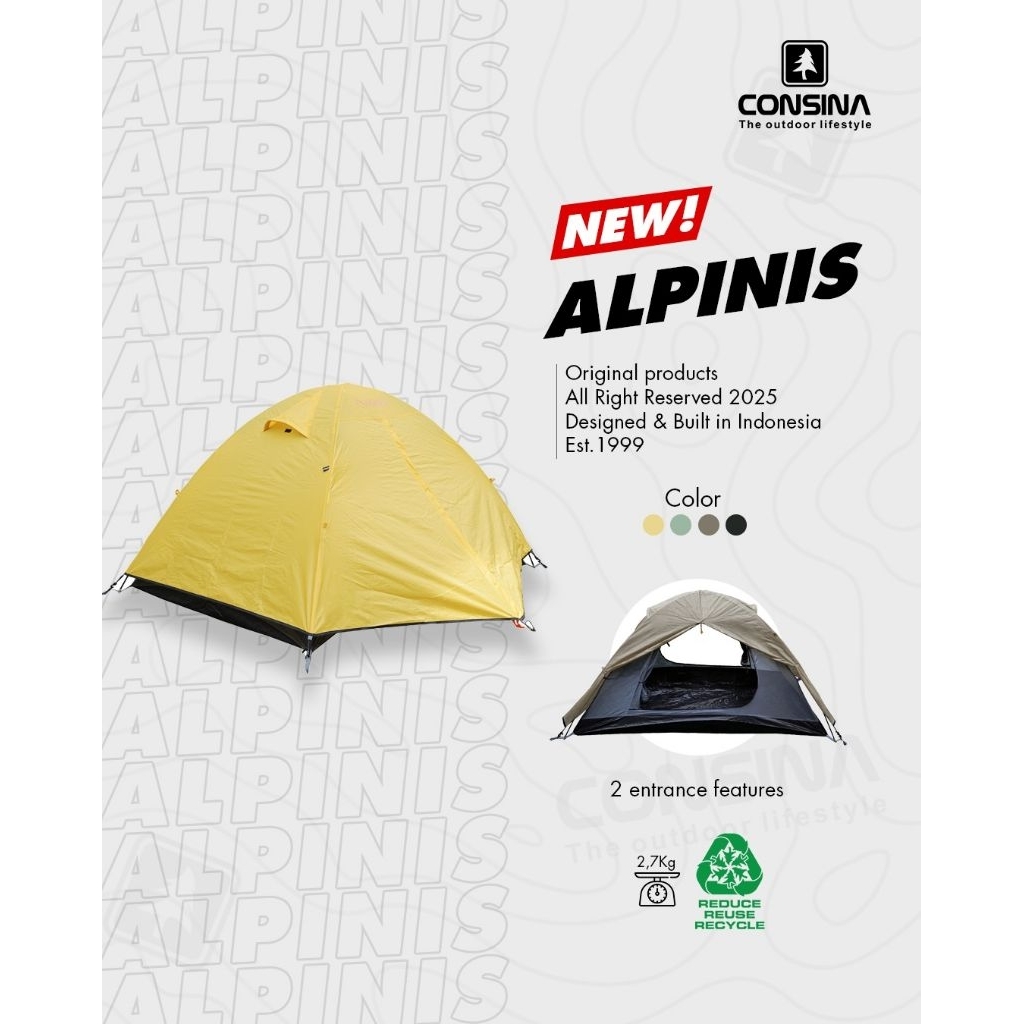Consina Alpinis Tenda Gunung 2-3 Orang | Outdoor Camping Hiking Tent