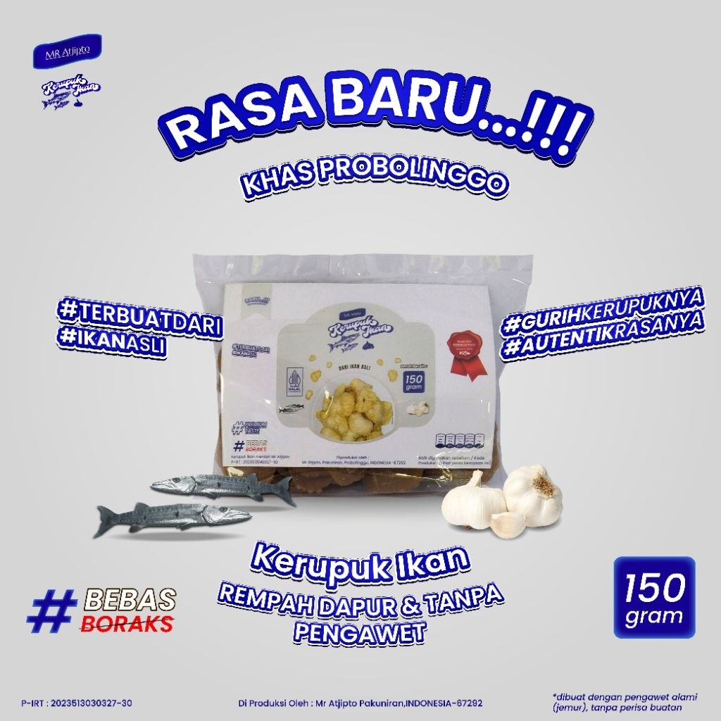 

Krupuk ikan mentah Mr Atjipto (150 GR) Khas Probolinggo