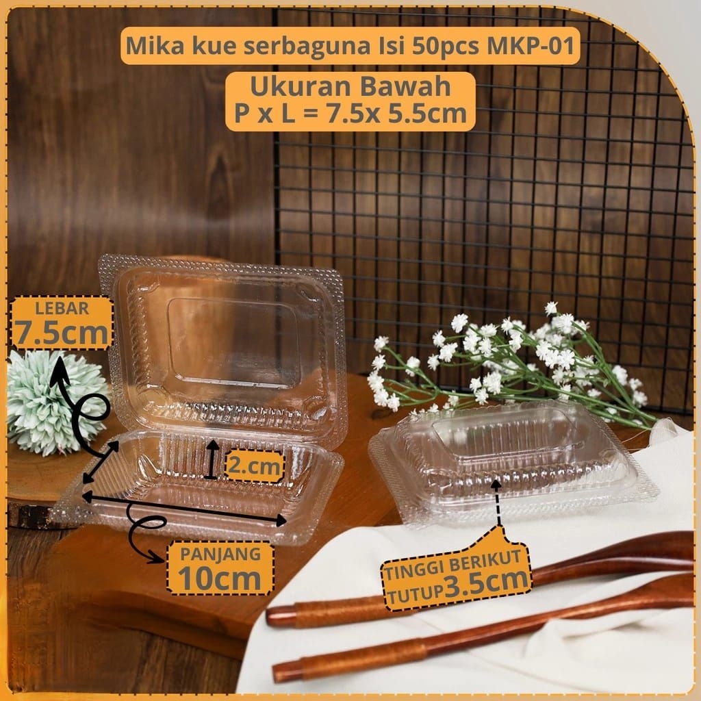 (50pcs) Mika kemasan kue snack jajanan pasar serbaguna MKP 01 MKP 1 risol lemper kotak dimsum siomay