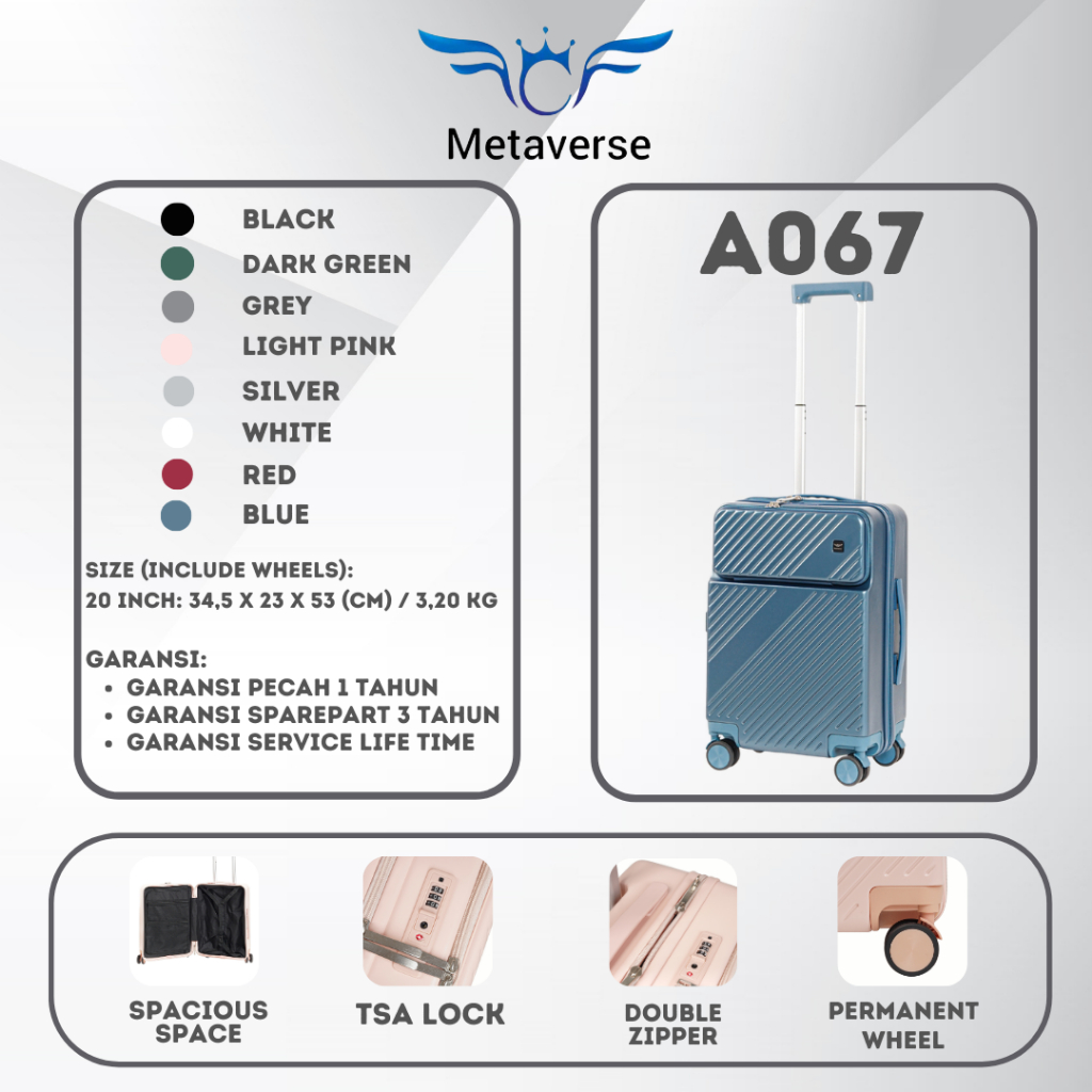 Metaverse A067 Koper Kabin 20 inch Ringan Polycarbonate
