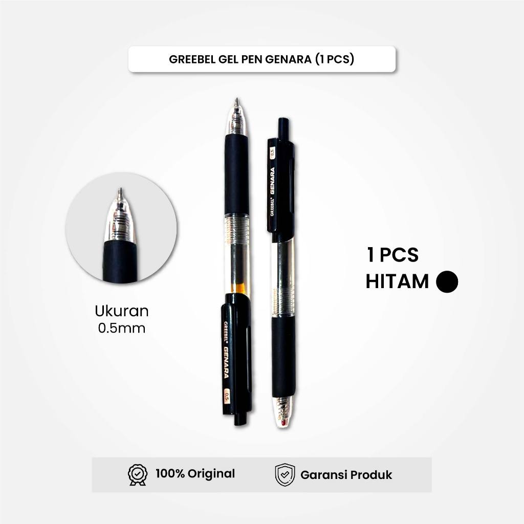 

GREEBEL Gel Pen / Pulpen Gel GP-508 GENARA Hitam 0.5 (1PCS) / Pulpen Mekanik / Pulpen Gel Cetek