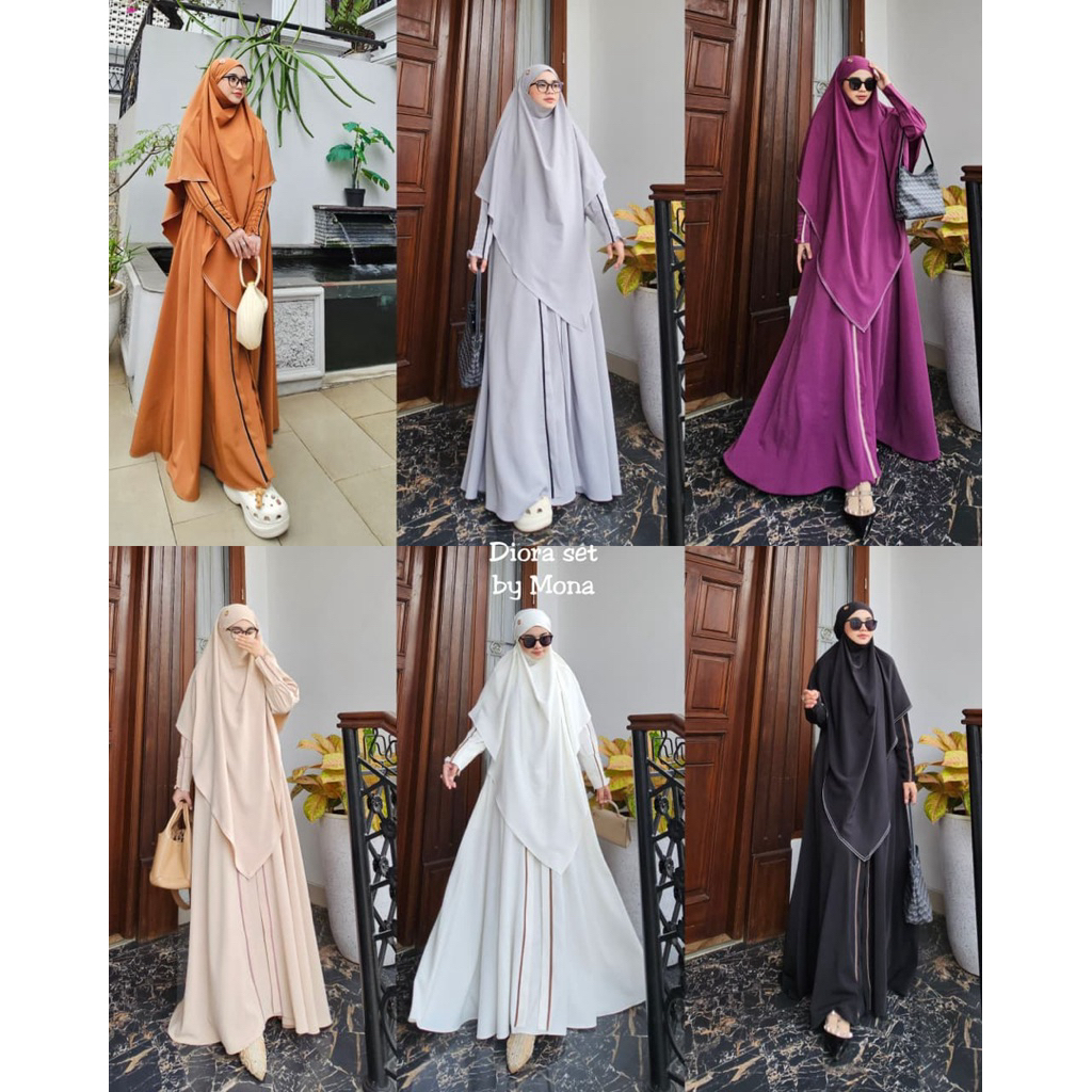 Diora French Khimar Set Series Mona Syari ME Original Premium REALPIC Set Gamis Dress Hijab