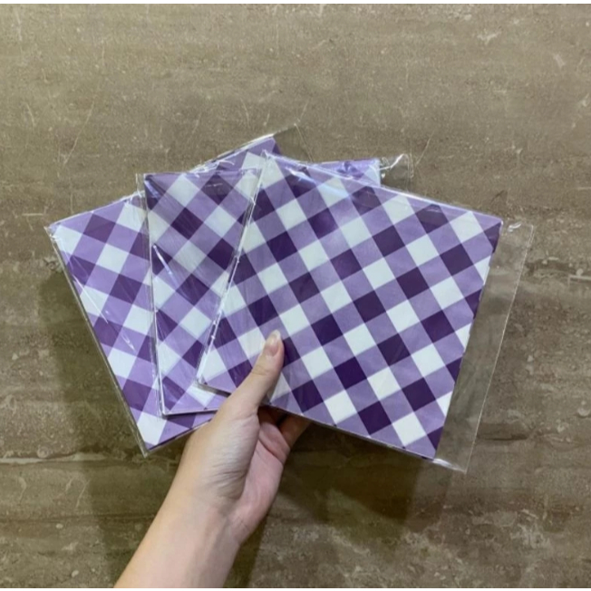 

[50 PCS] Wrap Paper / Baking Paper Motif KAIN SERBET KOTAK uk 15 x 15 cm (42 GSM)