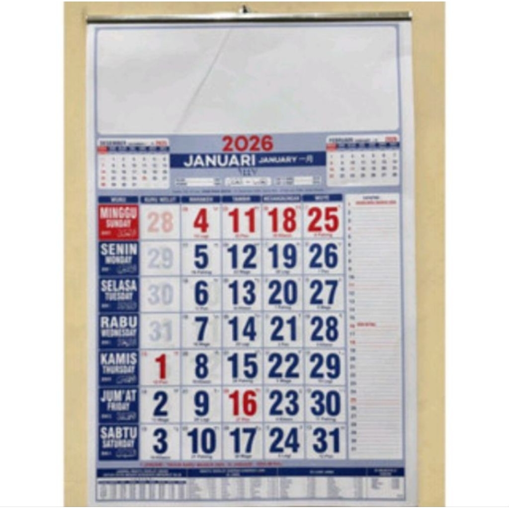 

Kalender Dinding 2026 Masehi Kalender gantung Kalender Kerja