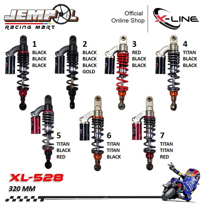XLine Shockbreaker Belakang Tipe 528 Dual Shock Extreme Ukuran 320MM Tiger Megapro GL Original