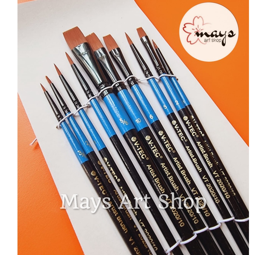 

Kuas Lukis Set Isi 10 V-Tec VT 2020/10 - Vtec Artist Brush Flat Round Lancip Melukis Cat Akrilik Acrylic Acrilic Minyak Oil Air Watercolor