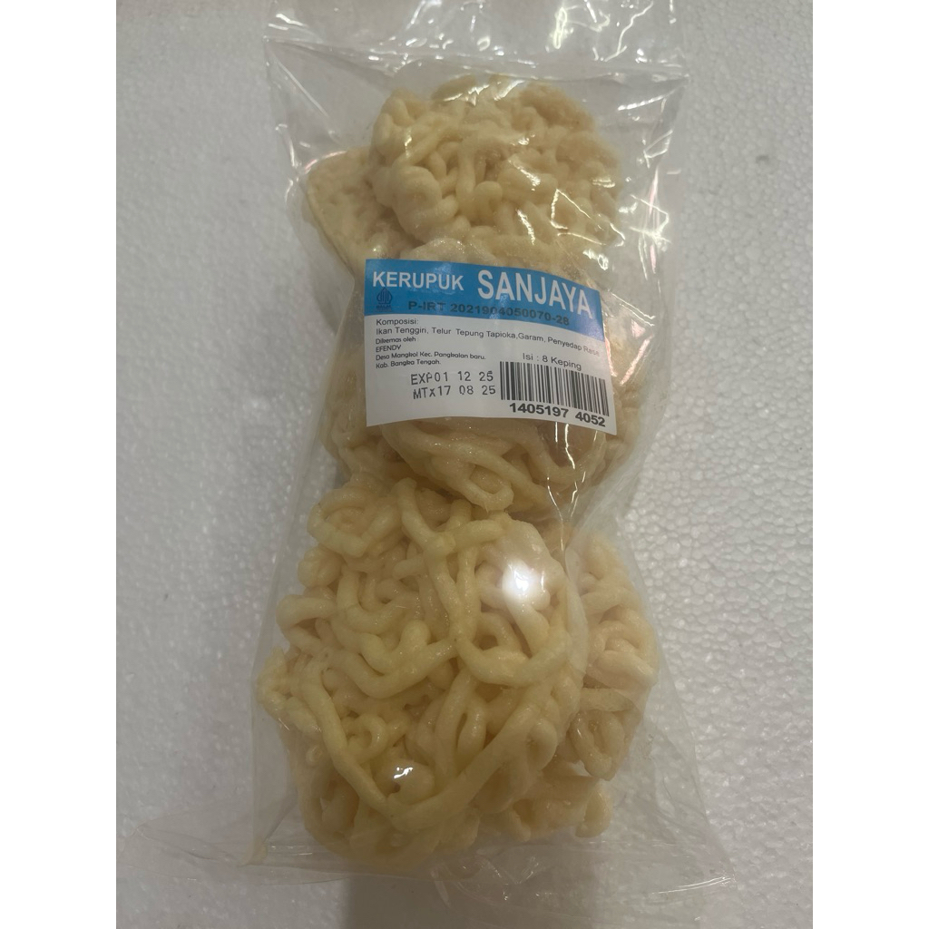 

Kerupuk ikan tenggiri keriting Cap Sanjaya Asli Bangka -LCK
