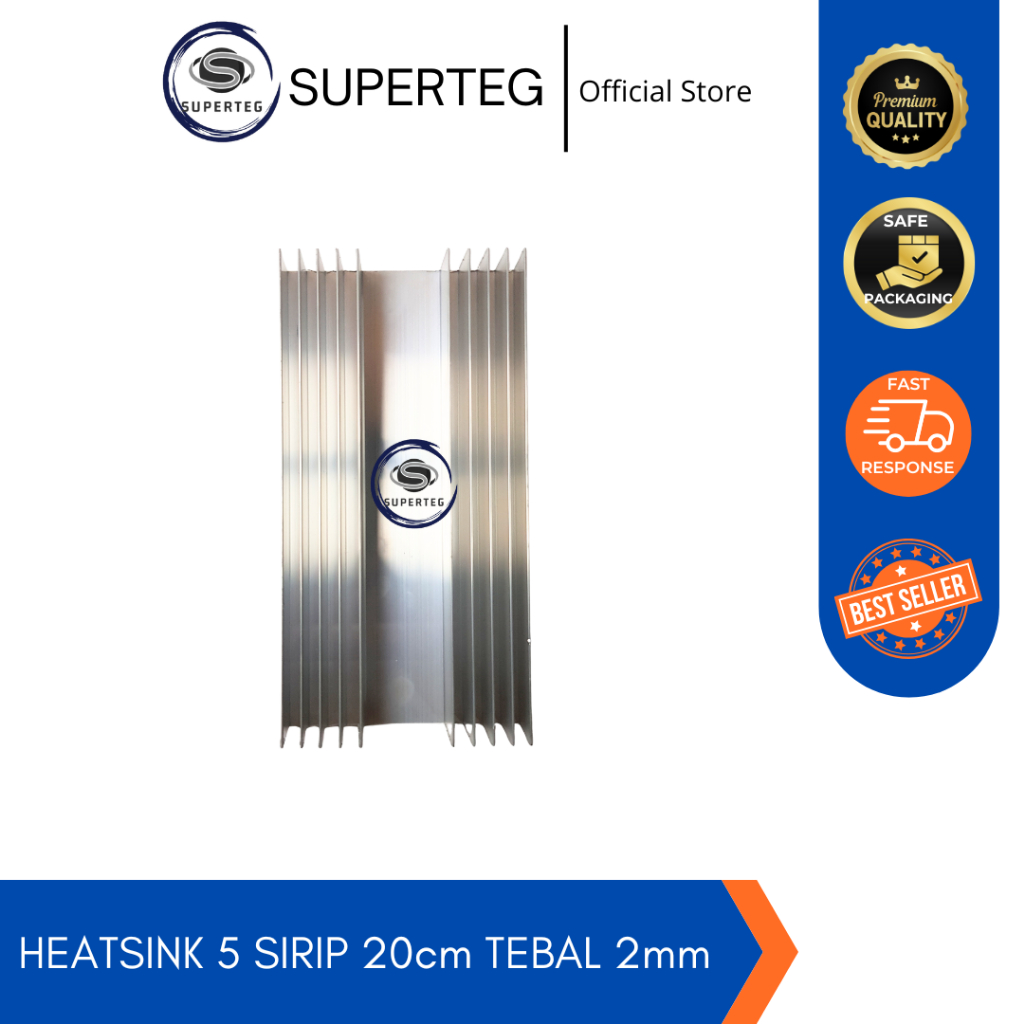 Pendingin 5 Sirip 20CM Tebal 2MM / Heatsink / Pendingin Power 5 Sirip Polos 20CM