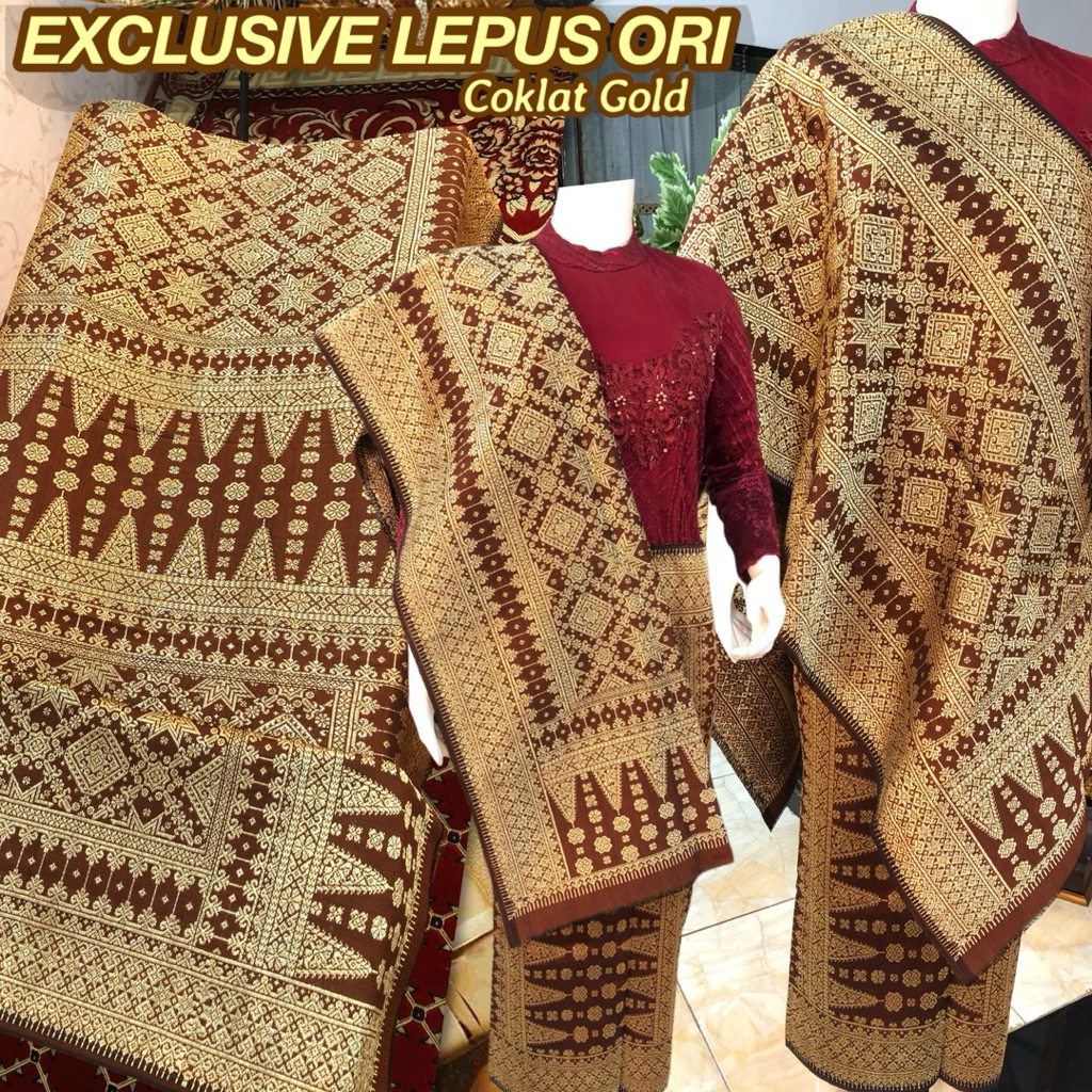 EXCLUSIVE SONGKET BERLIAN ORI (Songket Lepus Berlian ORI Coklat Gold) songket tenun asli palembang /