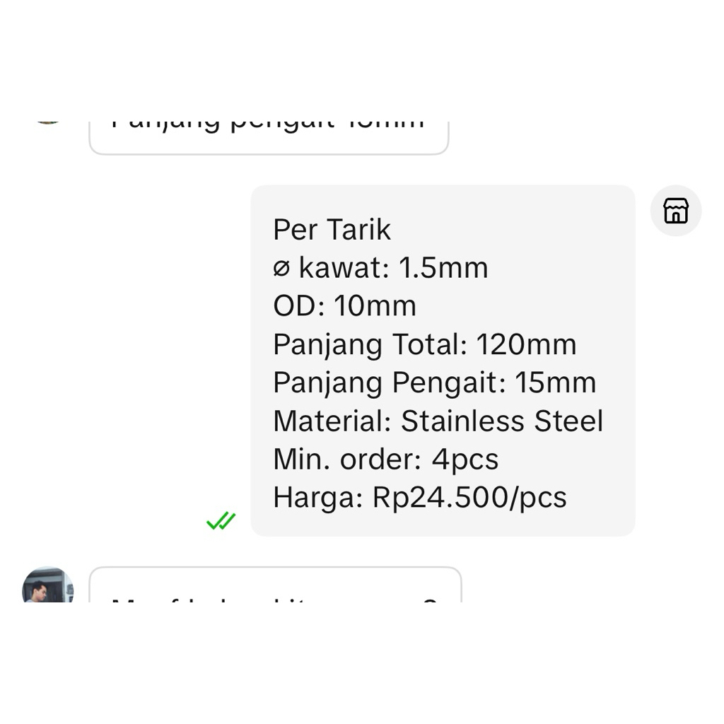 Per Spring Pegas Tarik OD 10mm Kawat 1,5mm P.Total 120mm Stainless Steel