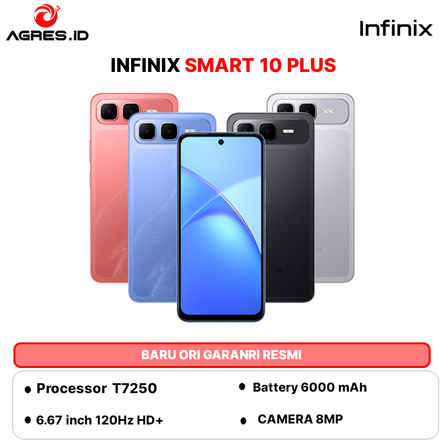 Infinix Smart 10 Plus RAM 8/128GB 6.67 inch 120Hz HD+ - T7250 - 6000 mAh - Up to 16GB Extended RAM