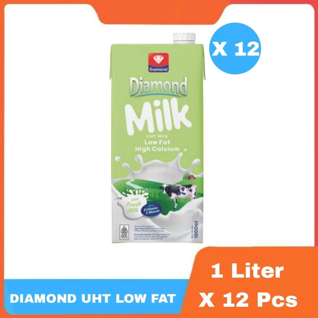 

[INSTAN ONLY] DIAMOND UHT LOW FAT HIGH CALSIUM 1 LITER 1 KARTON 12 PCS