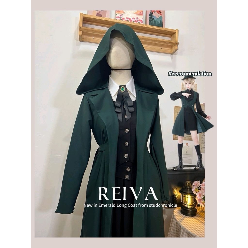 Reiva Long Coat Jubah Polos Anime Cosplay Cloak Vintage Medieval | Dress Muslimah Kekinian | Dress M