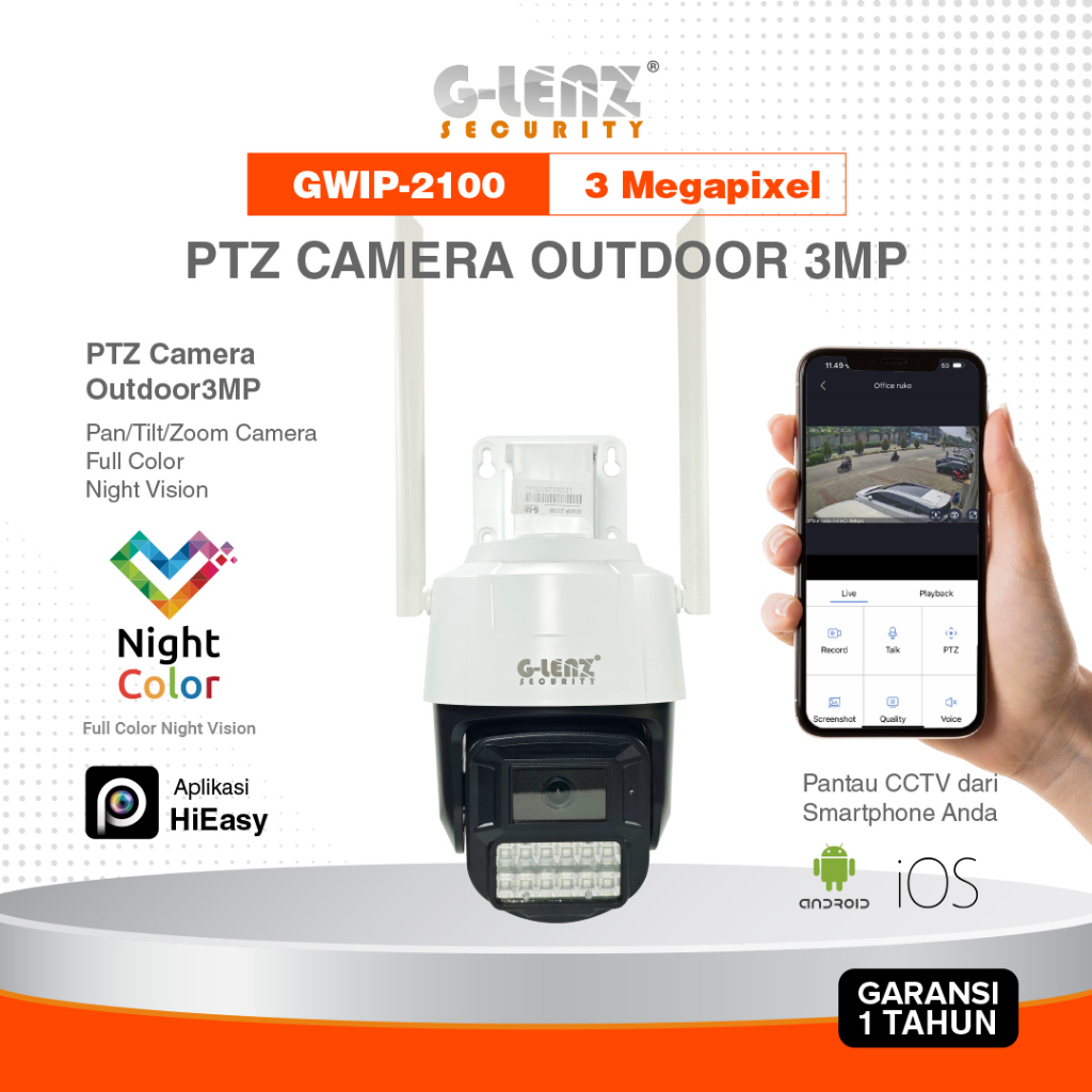 GLENZ CCTV WIFI 3MP PTZ OUTDOOR - AUTO TRACKING & AUDIO - GWIP-2100
