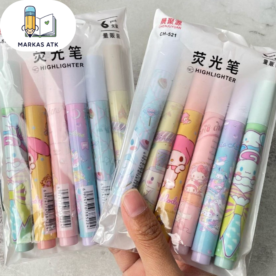

Highlighter Stabilo Sanrio 1 Set Isi 6 Pcs Karakter Kuromi My Melody Cinnamoroll Spidol Penanda Teks Liner ATK Sekolah Lucu Aesthetic Termurah COD