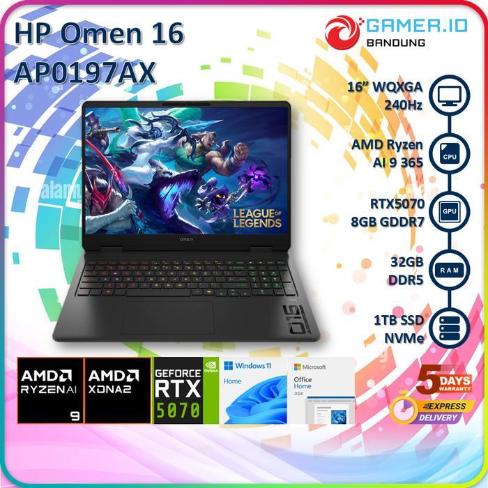 HP OMEN 16 AP0197AX RYZEN AI 9 365 RTX5070 32GB 1TB 16" WQXGA IPS 240HZ ANTI-GLARE 100% SRGB