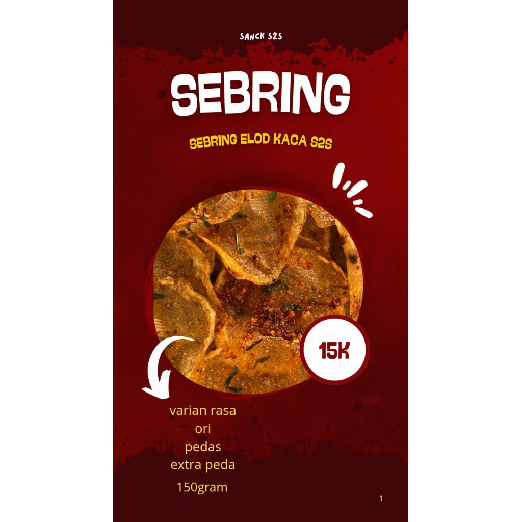 

Sebring Elod kaca S2S berat 150gr/ori/pedas/extra/sebring elod kaca paling murah