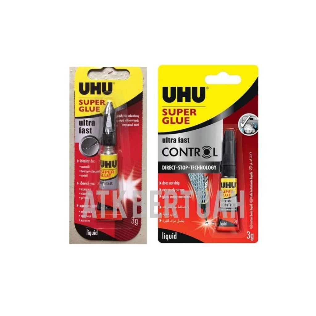 

UHU SUPER GLUE ULTRA FAST SUPER GLUE CONTROL MULTI PURPOSE ADHESIVE LEM POWER SERBAGUNA UNTUK BESI PLASTIK KERAMIK KAYU KARET
