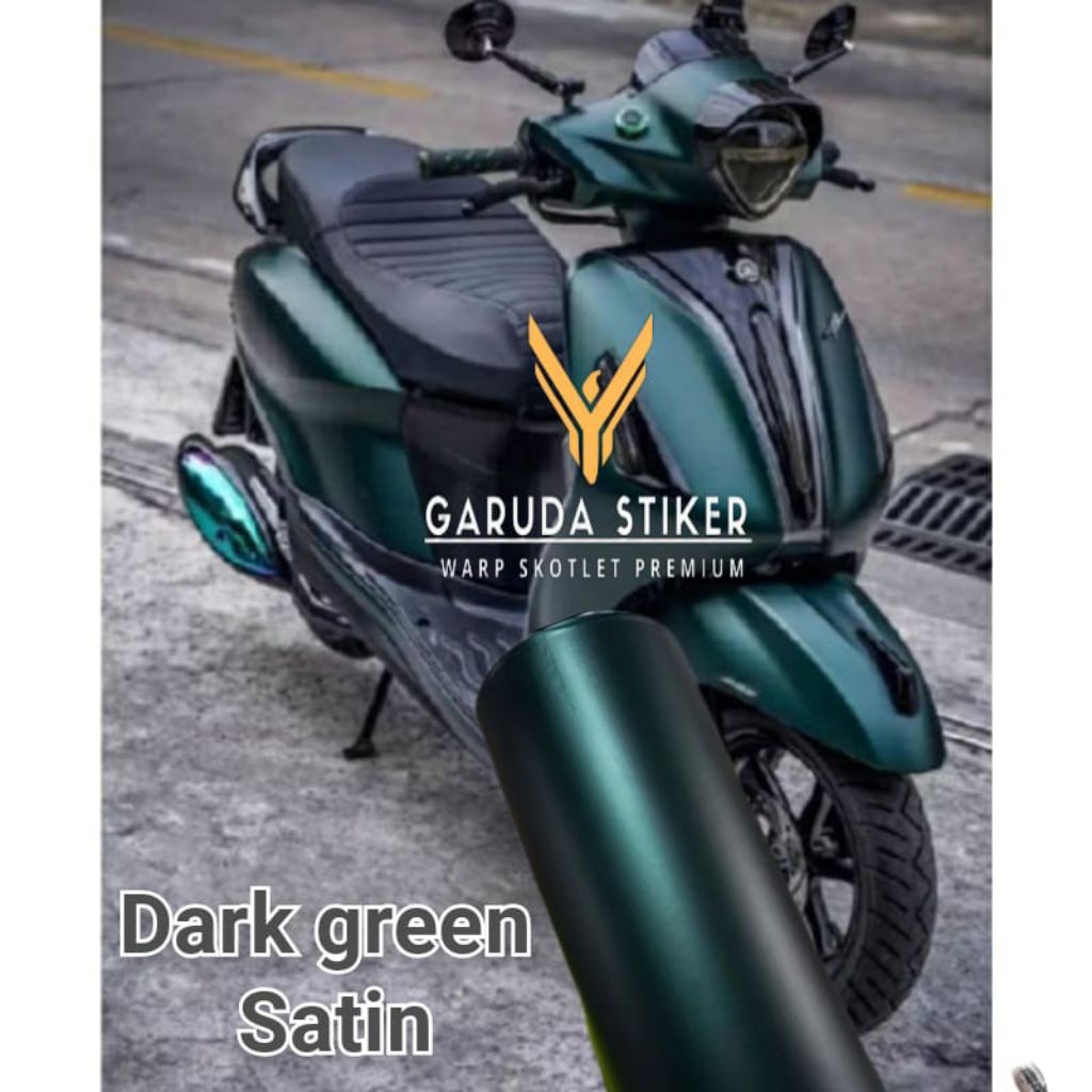 Stiker Skotlet Motor Hijau Army Satin Doff Metalik Skotlet Motor Dark green Metalik