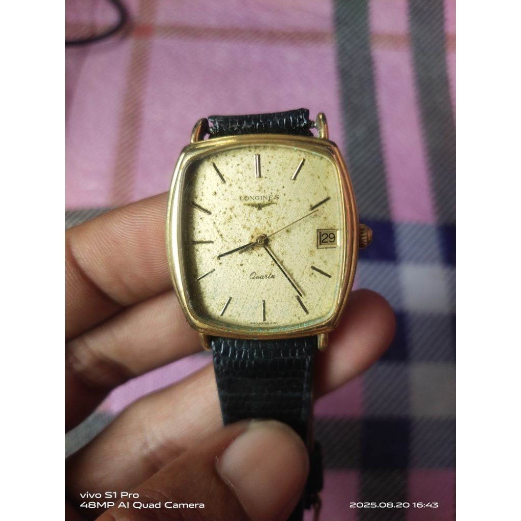tank longines geneve gold plated quartz eta rare