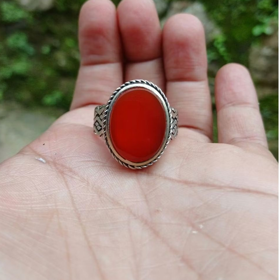Cincin batu akik yaman ahmer natural