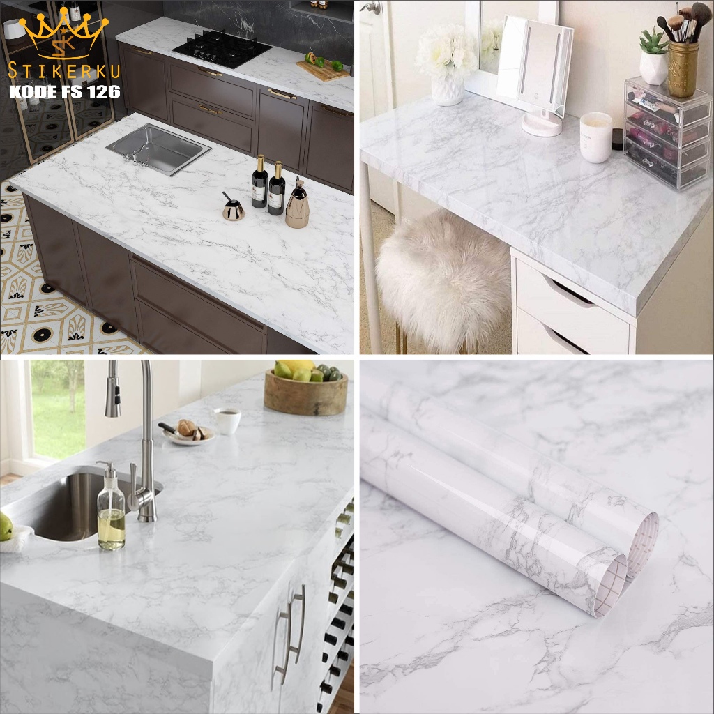 Stiker marmer Meja Dapur,Wallapaper Marmer Glosy,Stiker Meja,Stiker Dapur,Wallpaper Stiker Dapur,Sti